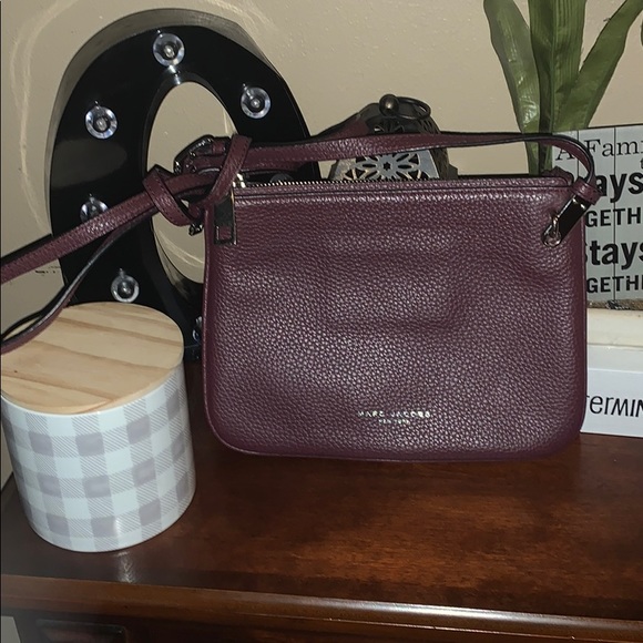 Marc Jacobs leather wine 2 pocket crossbody bag